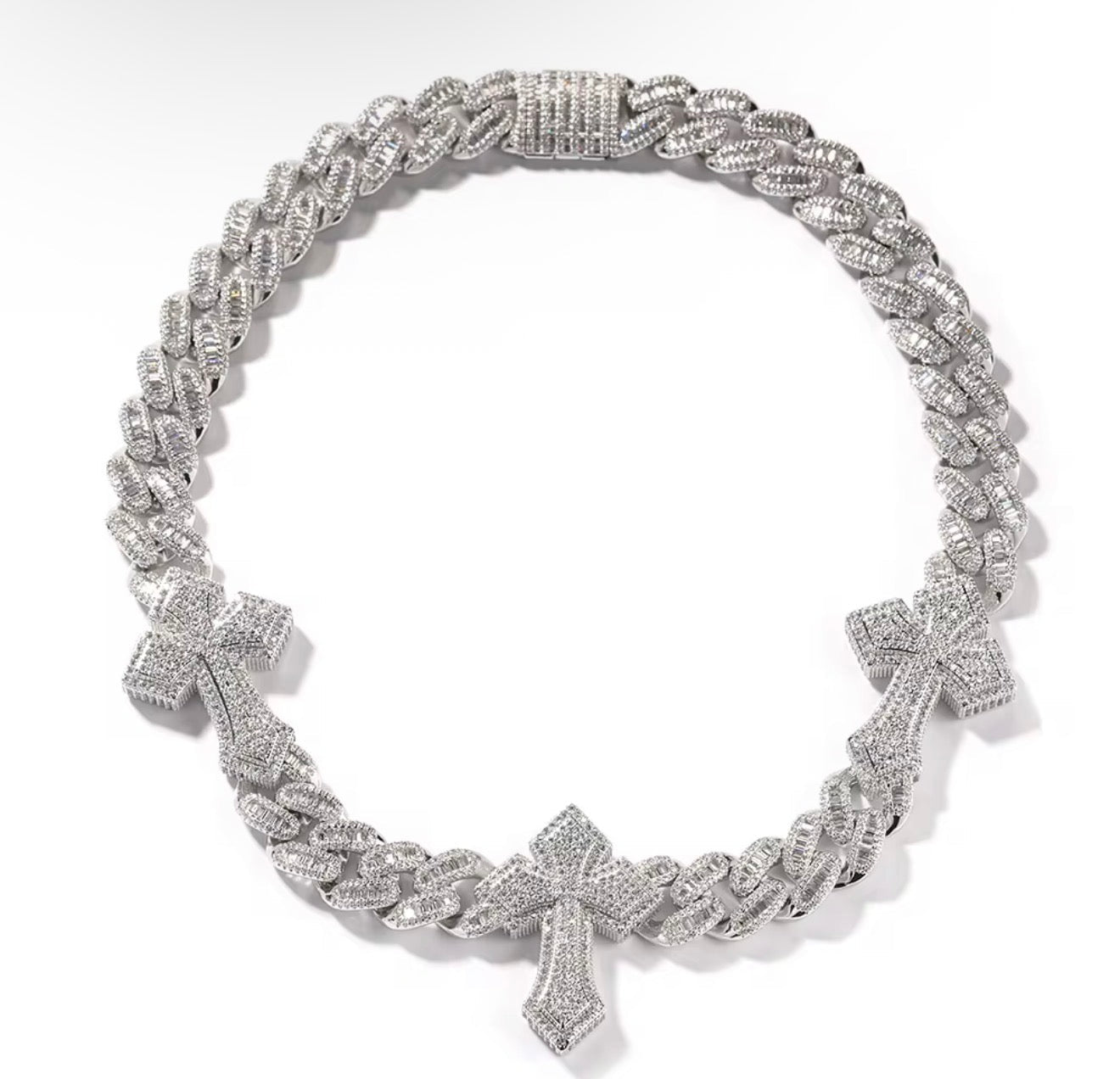 Iced Cross Cuban Link Chain - Virtue JewelGold16"Necklace