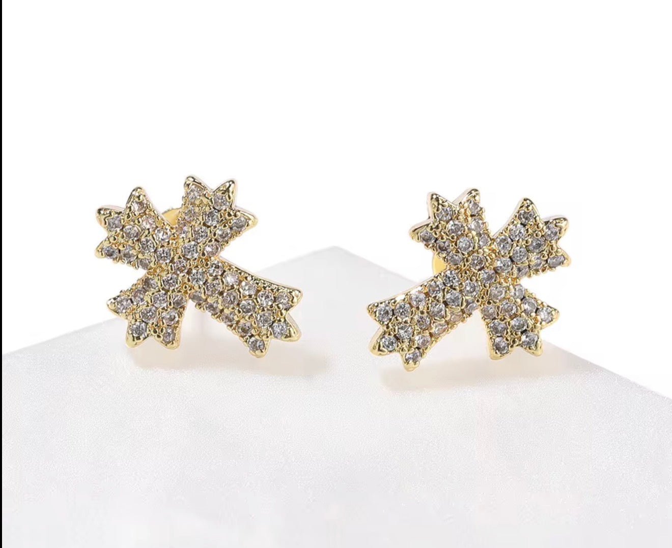 Iced Gothic Cross Stud Earrings - Virtue JewelGoldEarrings