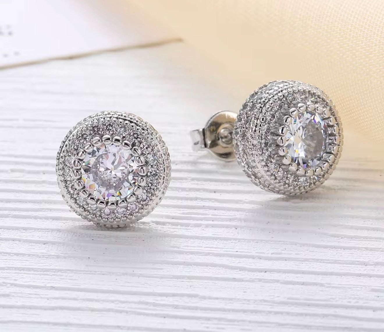 Iced Halo Stud Earrings - Virtue JewelGoldEarrings