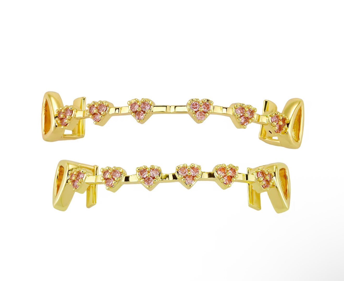 Iced Heart Grillz — Top & Bottom Set - Virtue JewelGoldGrillz