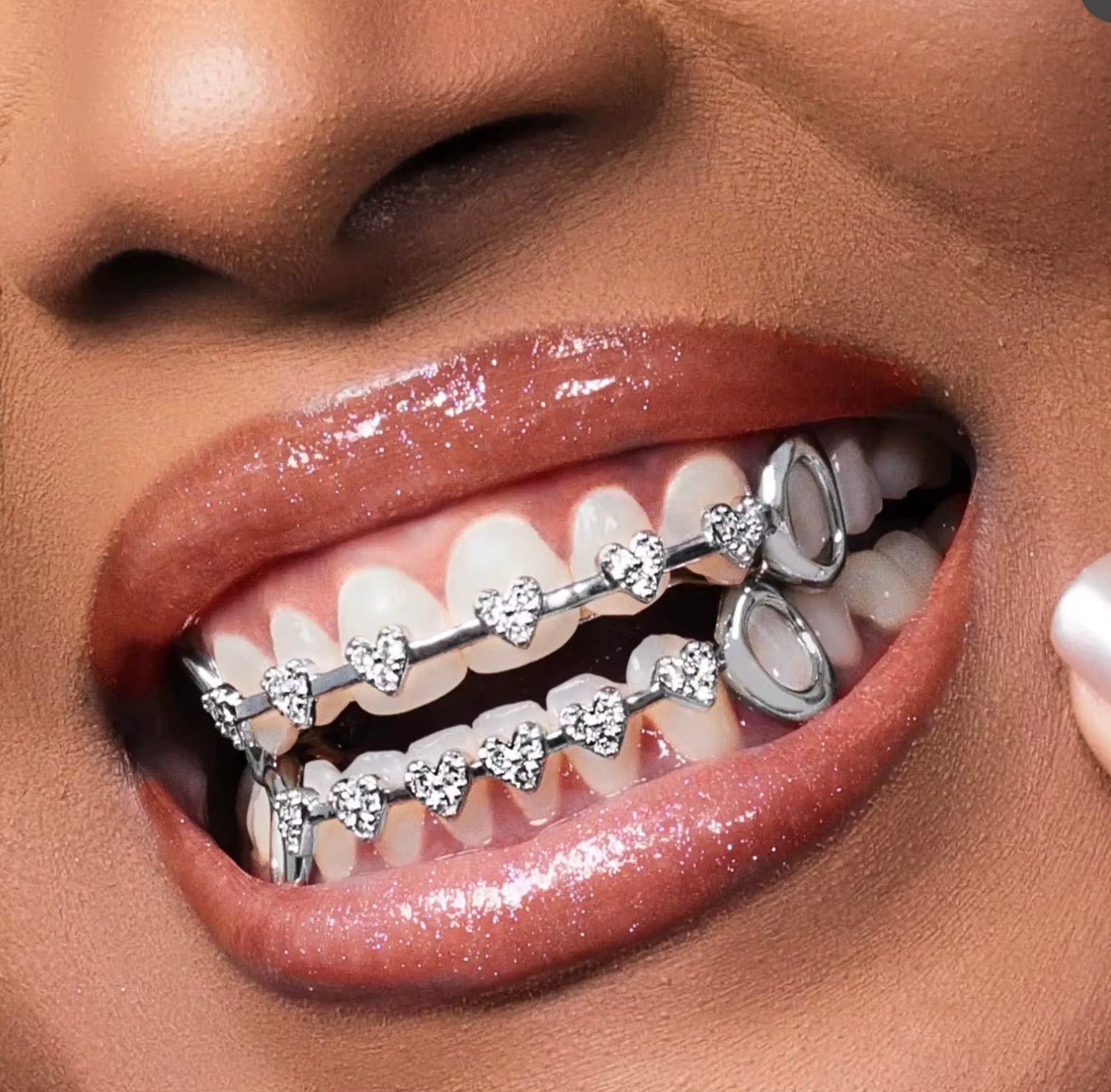 Iced Heart Grillz — Top & Bottom Set - Virtue JewelGoldGrillz