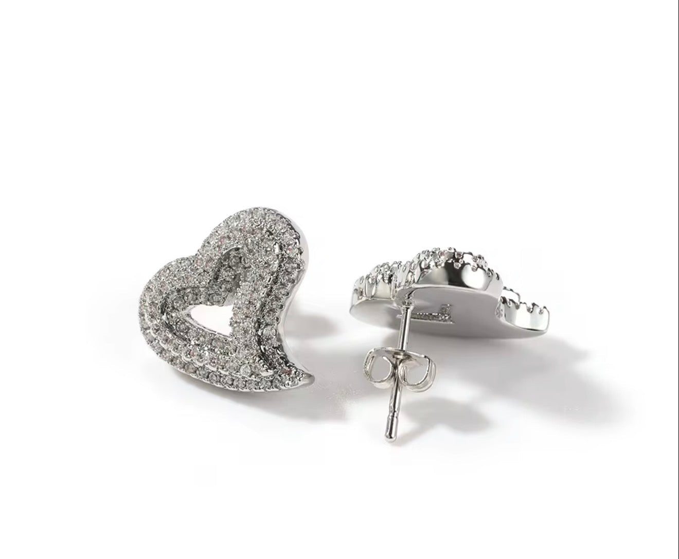 Iced Heart Stud Earrings - Virtue JewelGoldEarrings