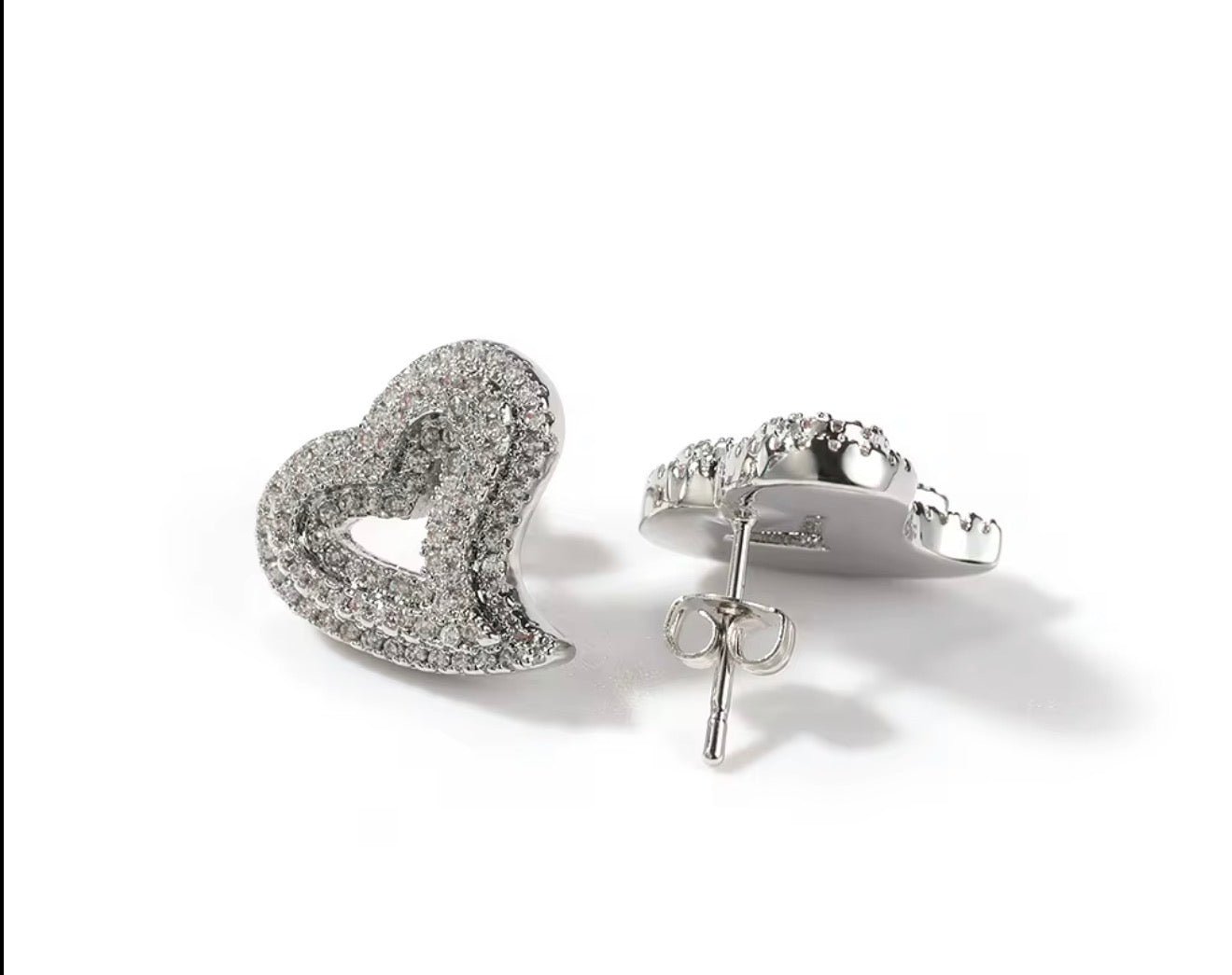 Iced Heart Stud Earrings - Virtue JewelGoldEarrings