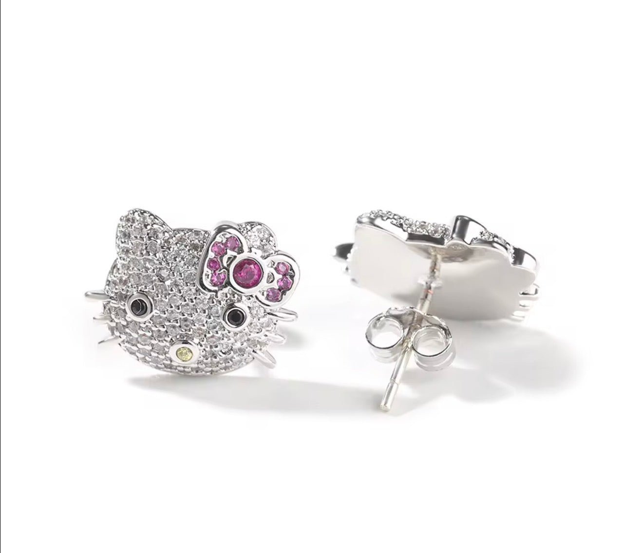 Iced Kitty Stud Earrings - Virtue JewelGoldEarrings