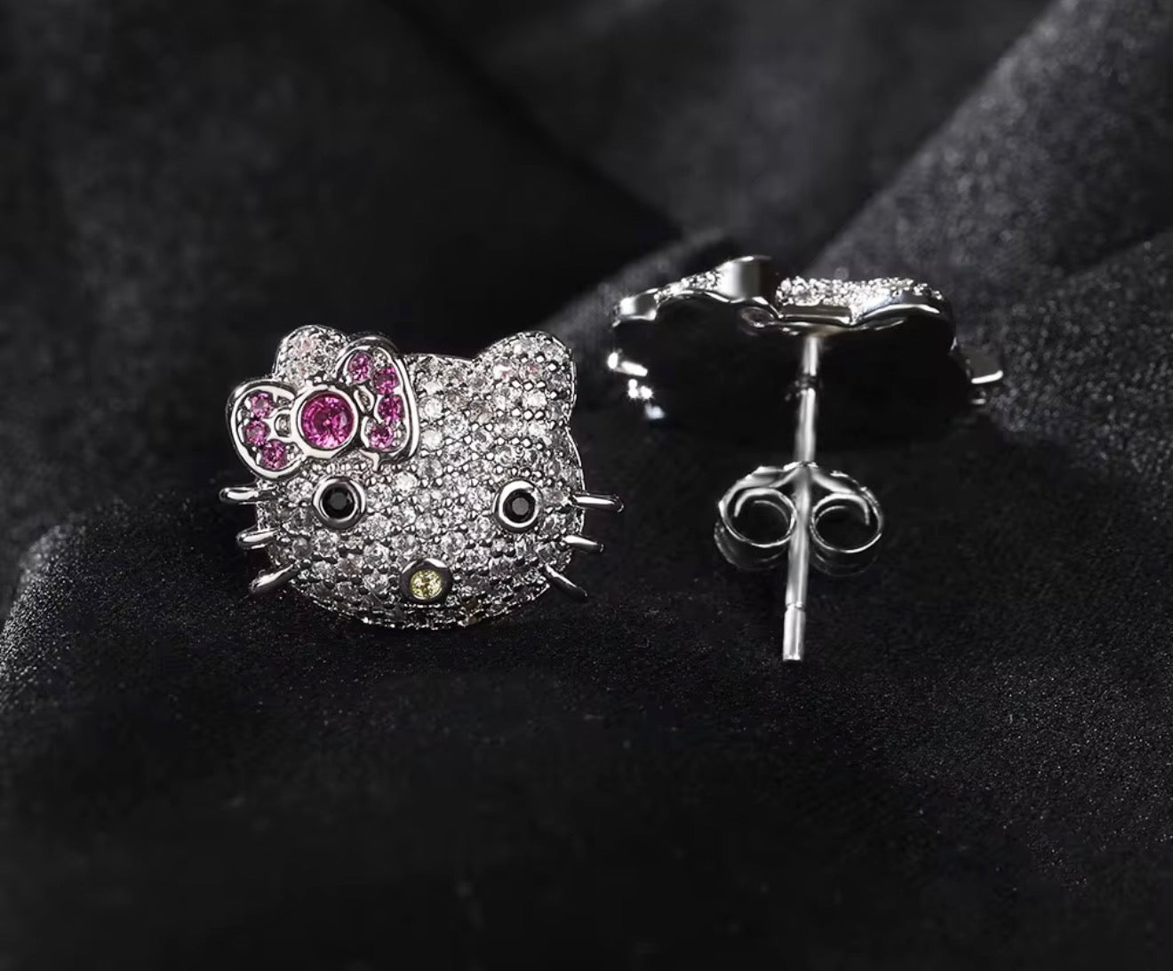Iced Kitty Stud Earrings - Virtue JewelGoldEarrings