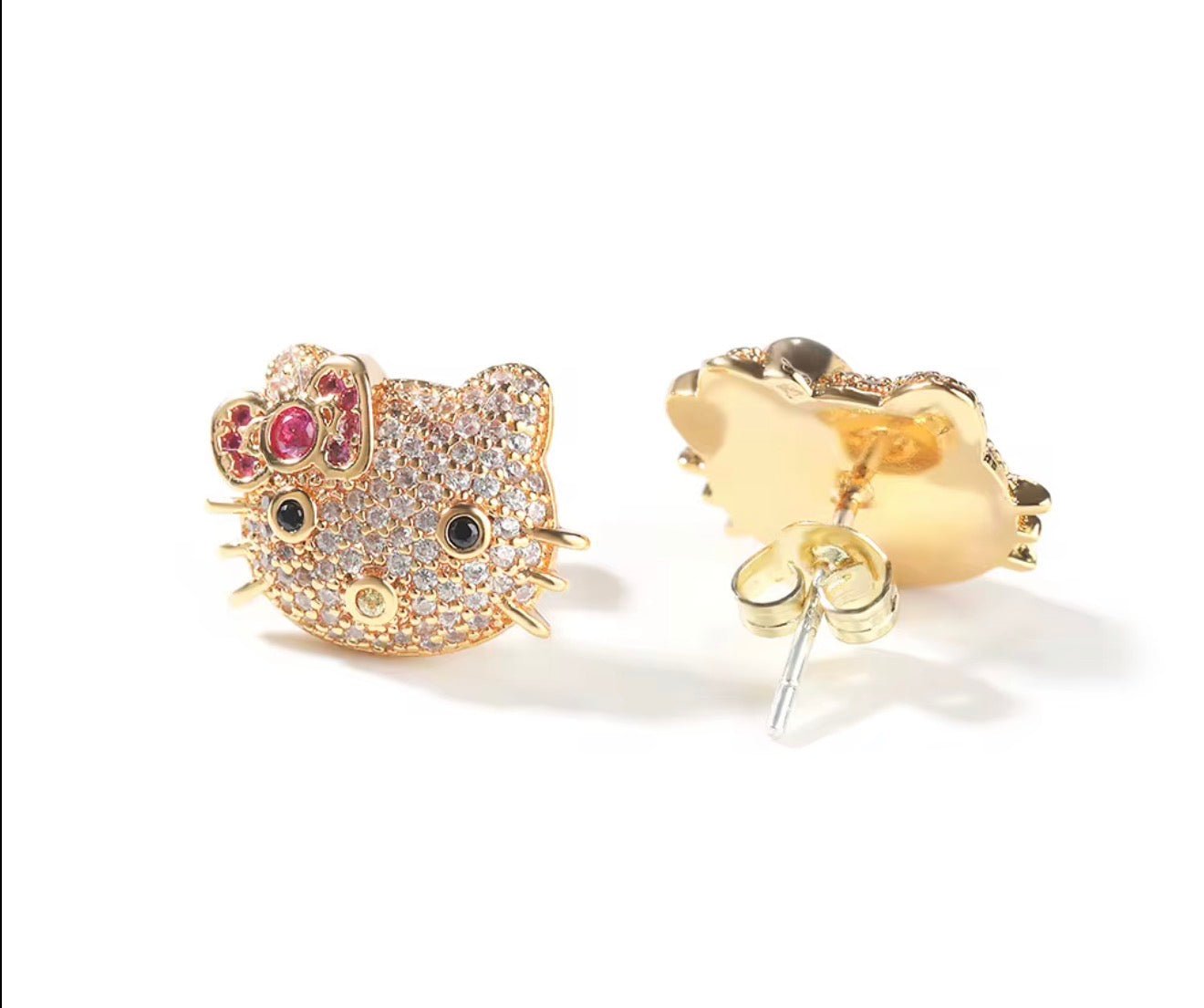 Iced Kitty Stud Earrings - Virtue JewelGoldEarrings