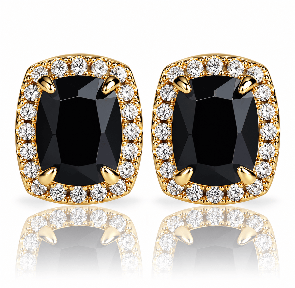 Iced Out Cubic Zircon Big Stone Stud Earrings – 18K Gold & Silver Plated - Virtue JewelSilverEarrings