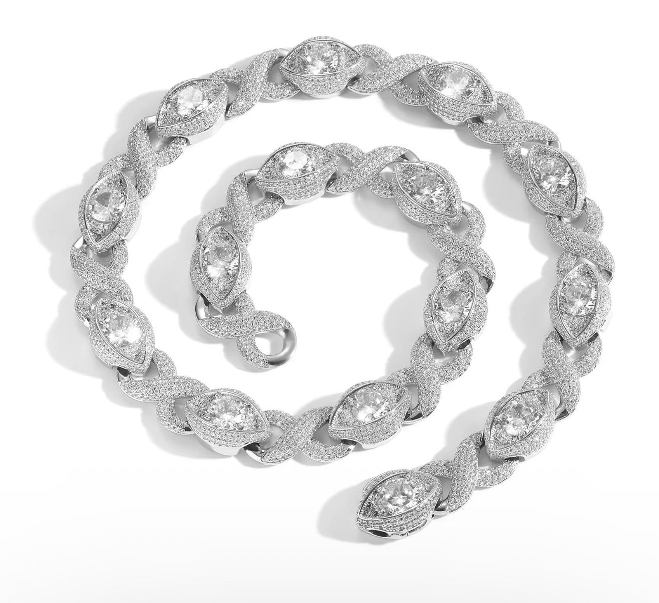 Iced Out Eyes Infinity Link Chain - Virtue JewelGold16"Chains