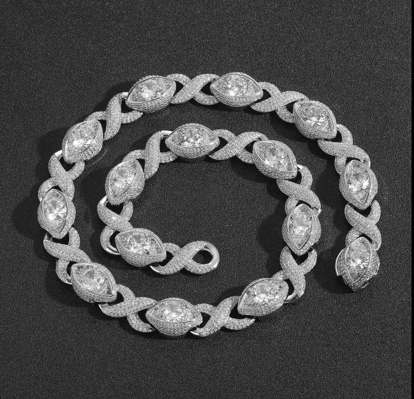Iced Out Eyes Infinity Link Chain - Virtue JewelGold16"Chains
