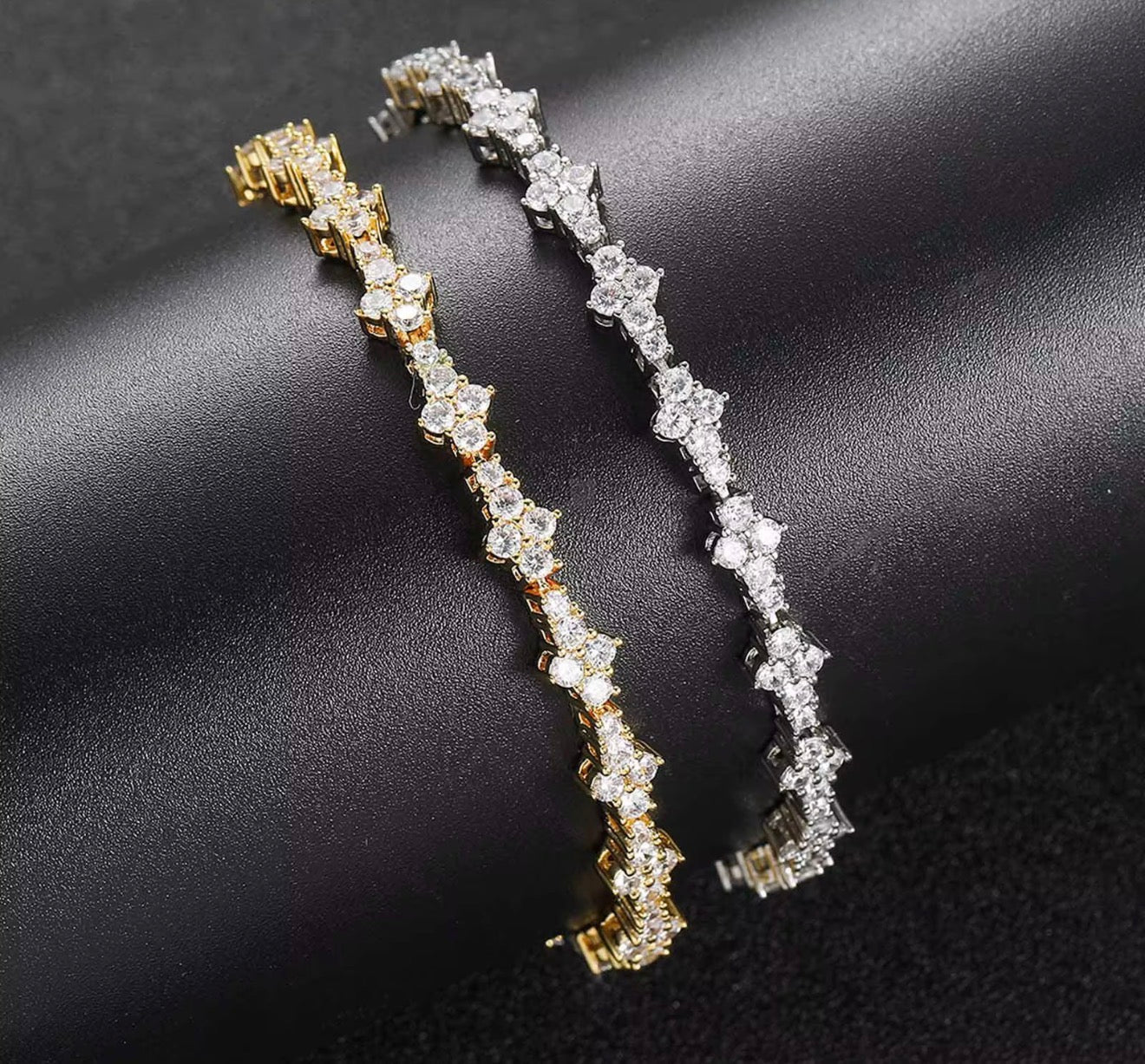 Iced Out Flower Cluster Tennis Bracelet - Virtue JewelGold7 inchesBracelets