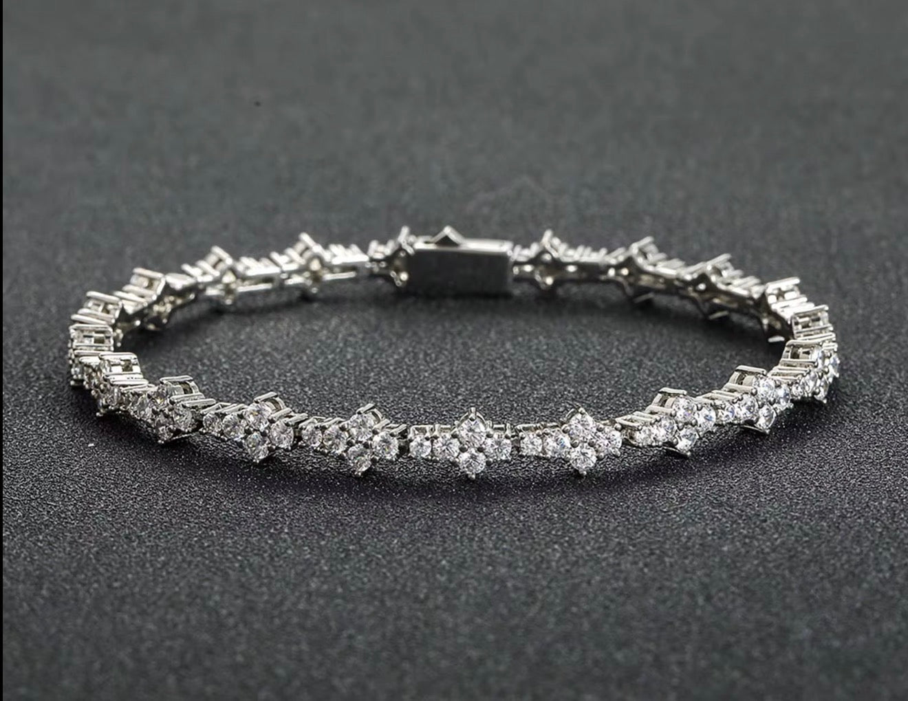 Iced Out Flower Cluster Tennis Bracelet - Virtue JewelGold7 inchesBracelets