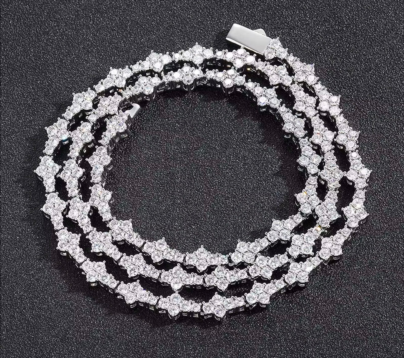 Iced Out Flower Cluster Tennis Chain - Virtue JewelGold16 inchesChains