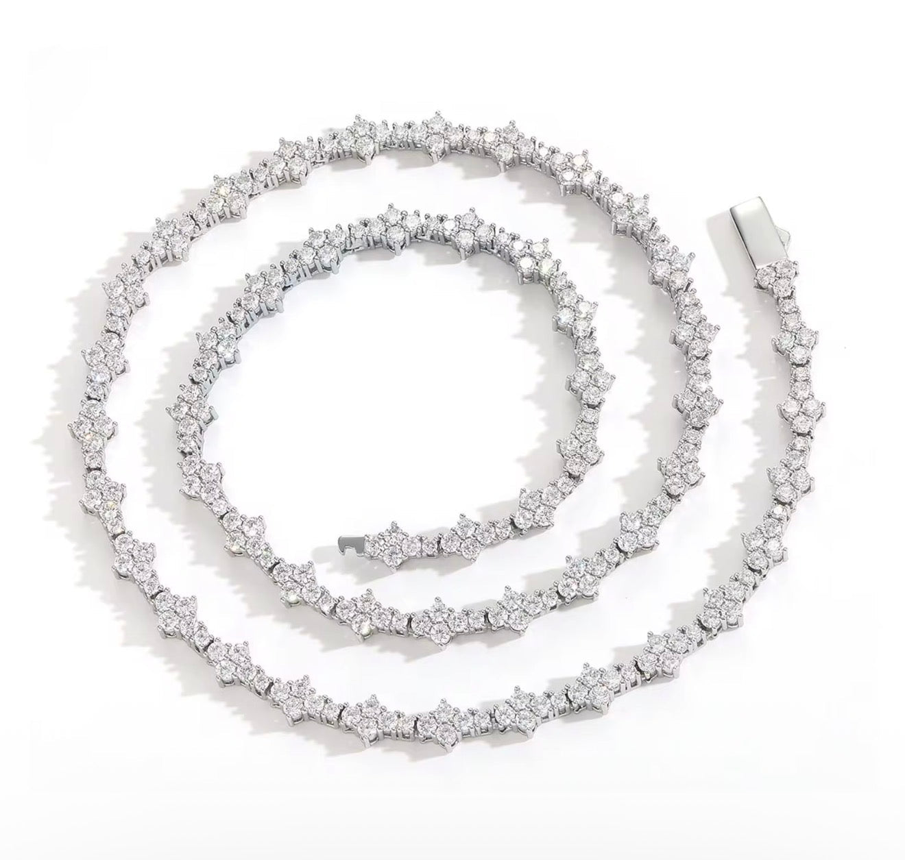 Iced Out Flower Cluster Tennis Chain - Virtue JewelGold16 inchesChains