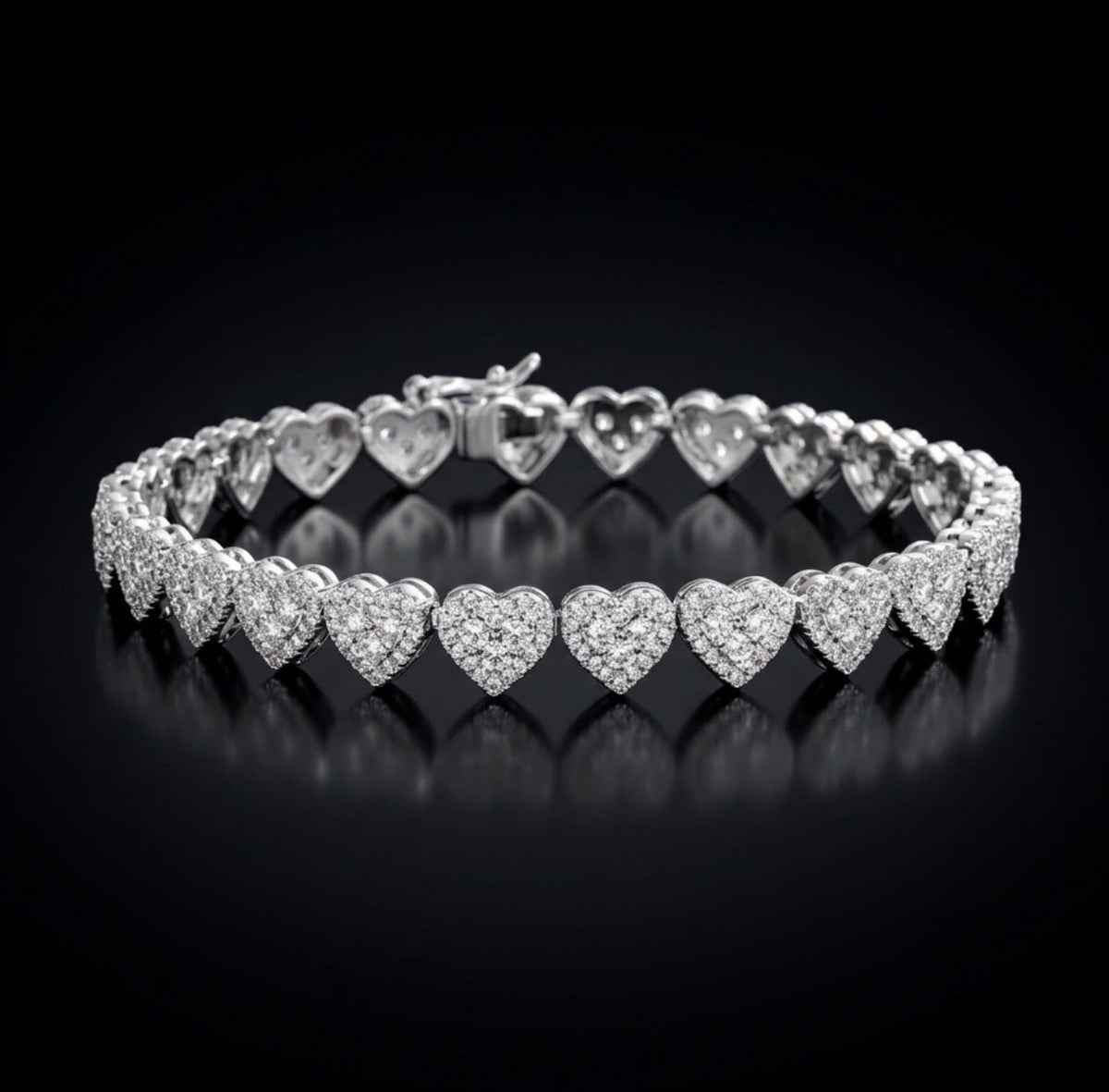 Iced Out Heart Tennis Bracelet – 8MM CZ, Gold & Silver - Virtue JewelSilver