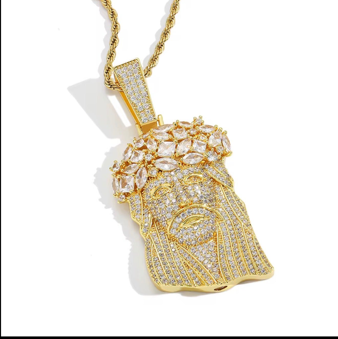 Iced Out Jesus Piece Pendant (Rope Chain Included) - Virtue JewelGold20"Pendants