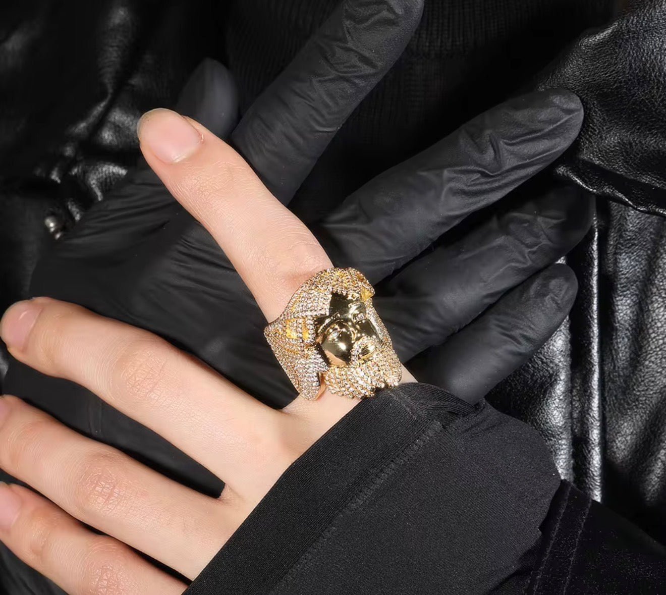 Iced Out Jesus Piece Ring - Virtue JewelGold7Rings