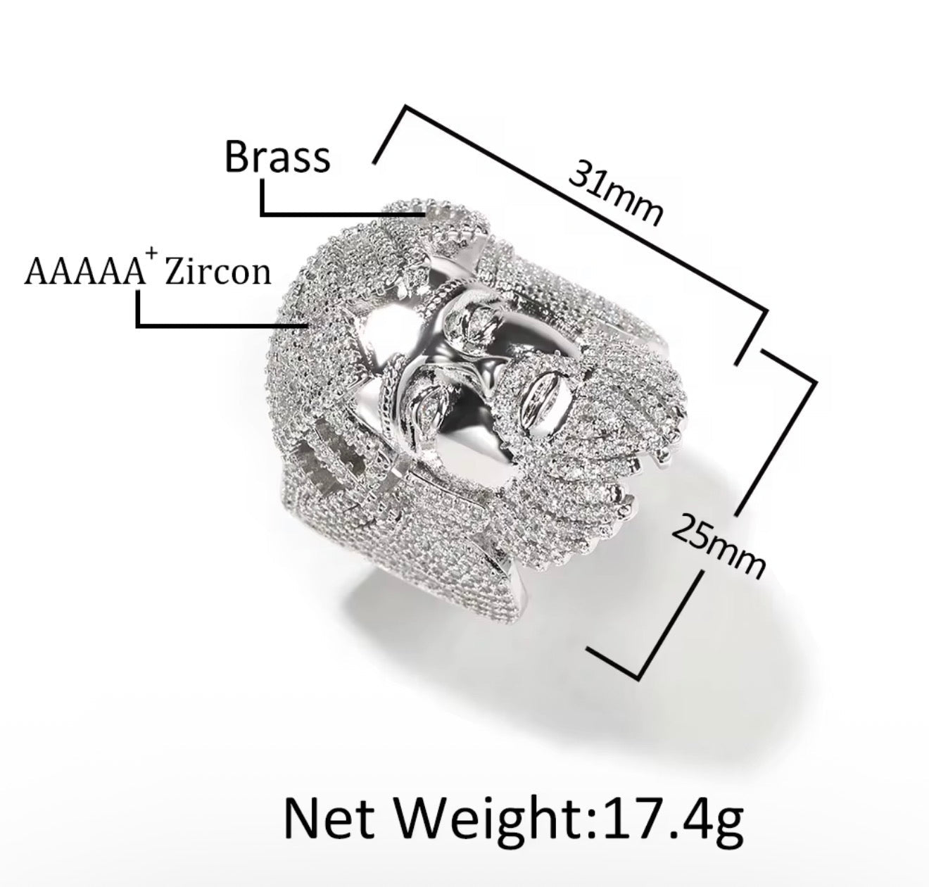 Iced Out Jesus Piece Ring - Virtue JewelGold7Rings