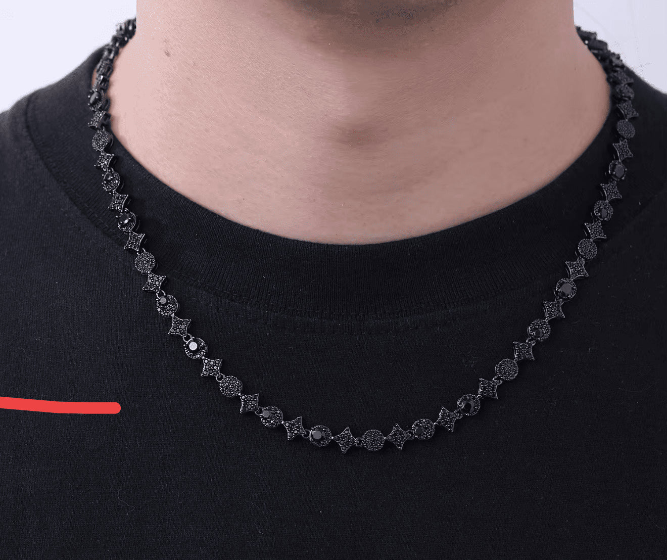 Iced Out Star & Round Link Chain - Virtue JewelBlack18"Chain