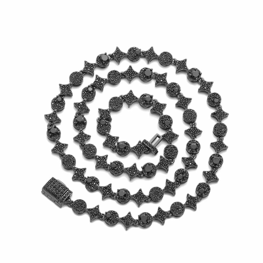 Iced Out Star & Round Link Chain - Virtue JewelBlack18"Chain