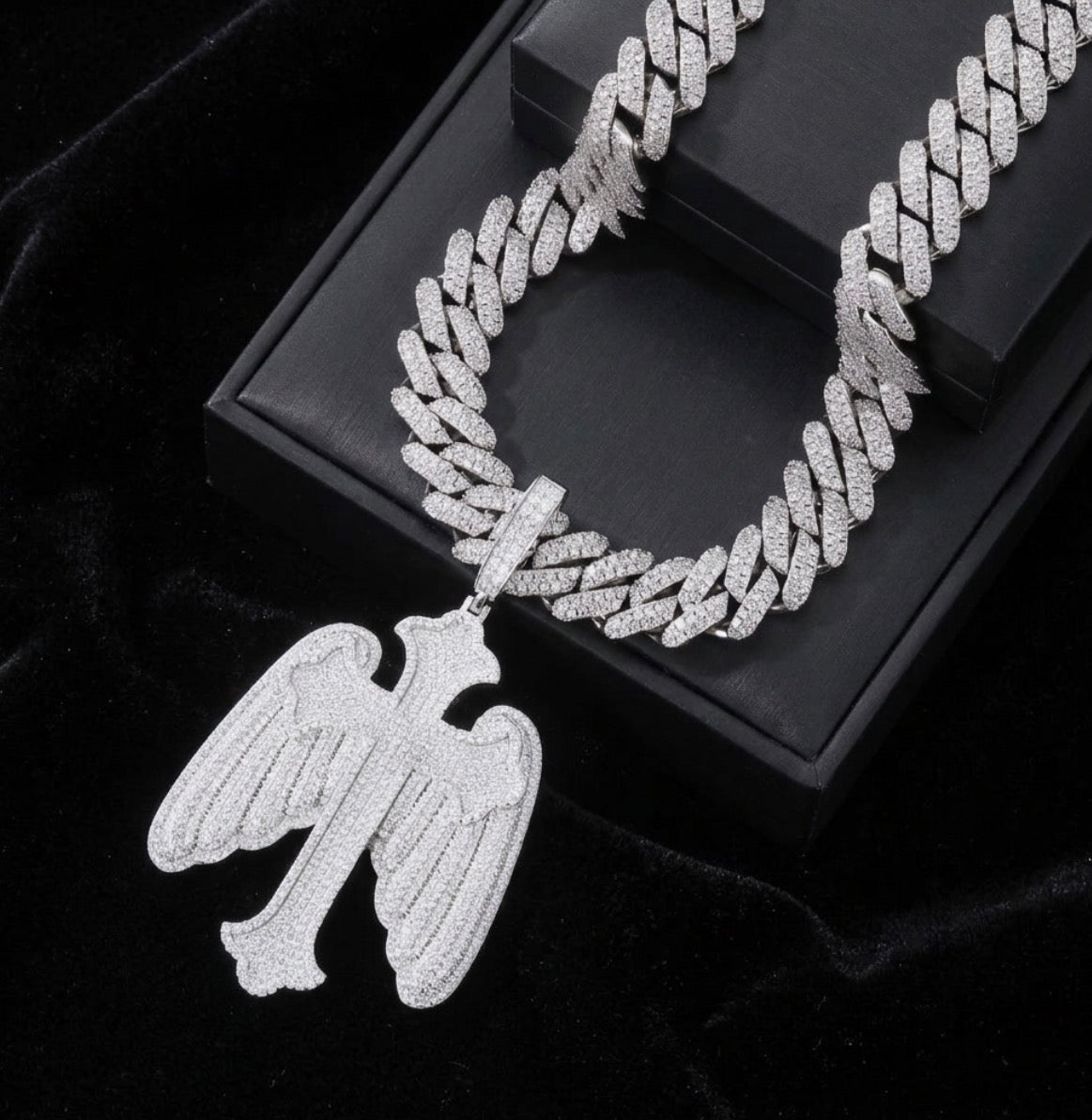 Iced Out Winged Cross Pendant – VVS Moissanite, White Gold & Gold - Virtue JewelSilver