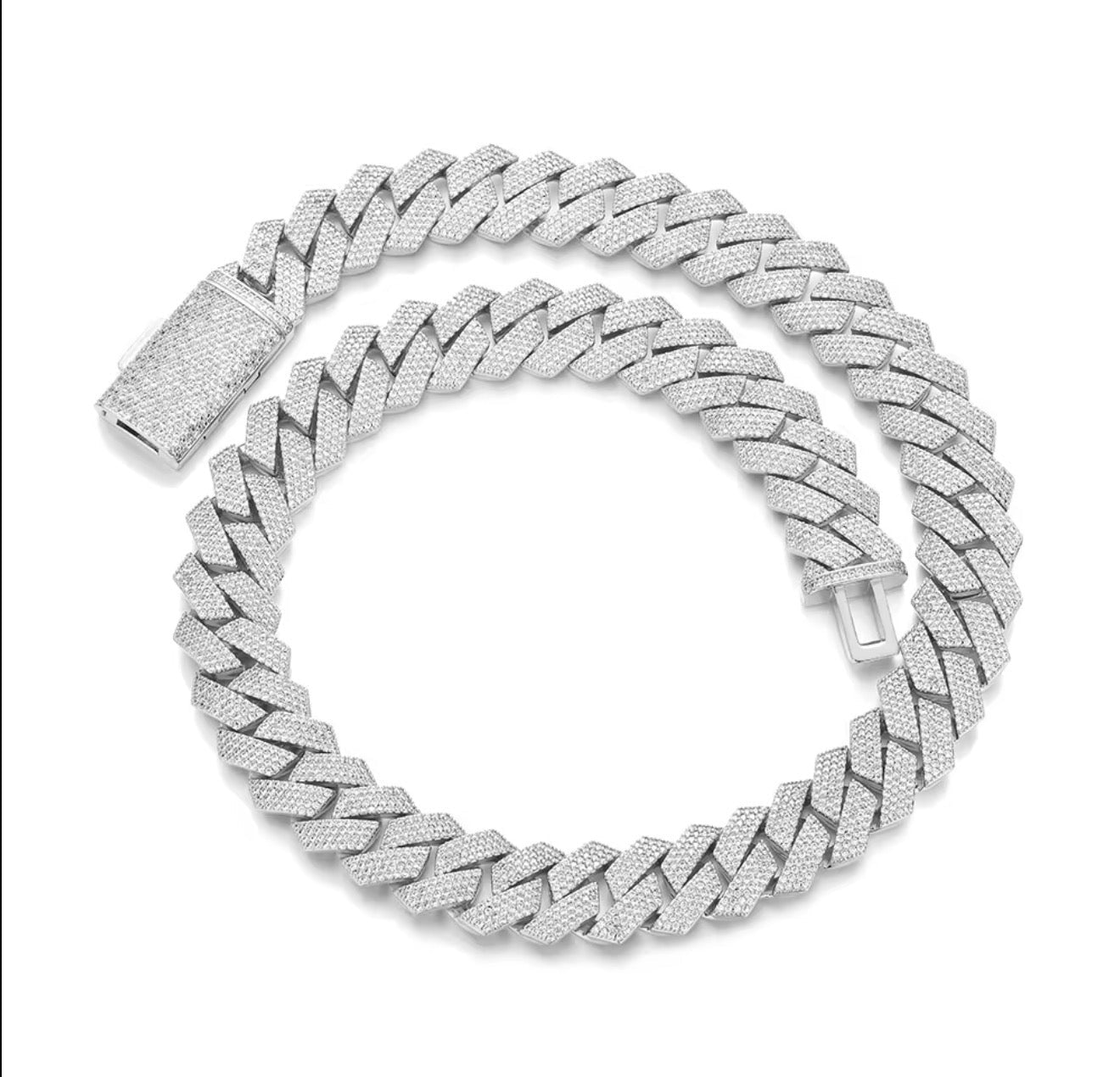 Iced Prong Cuban Link Chain - Virtue JewelGold18"Chain