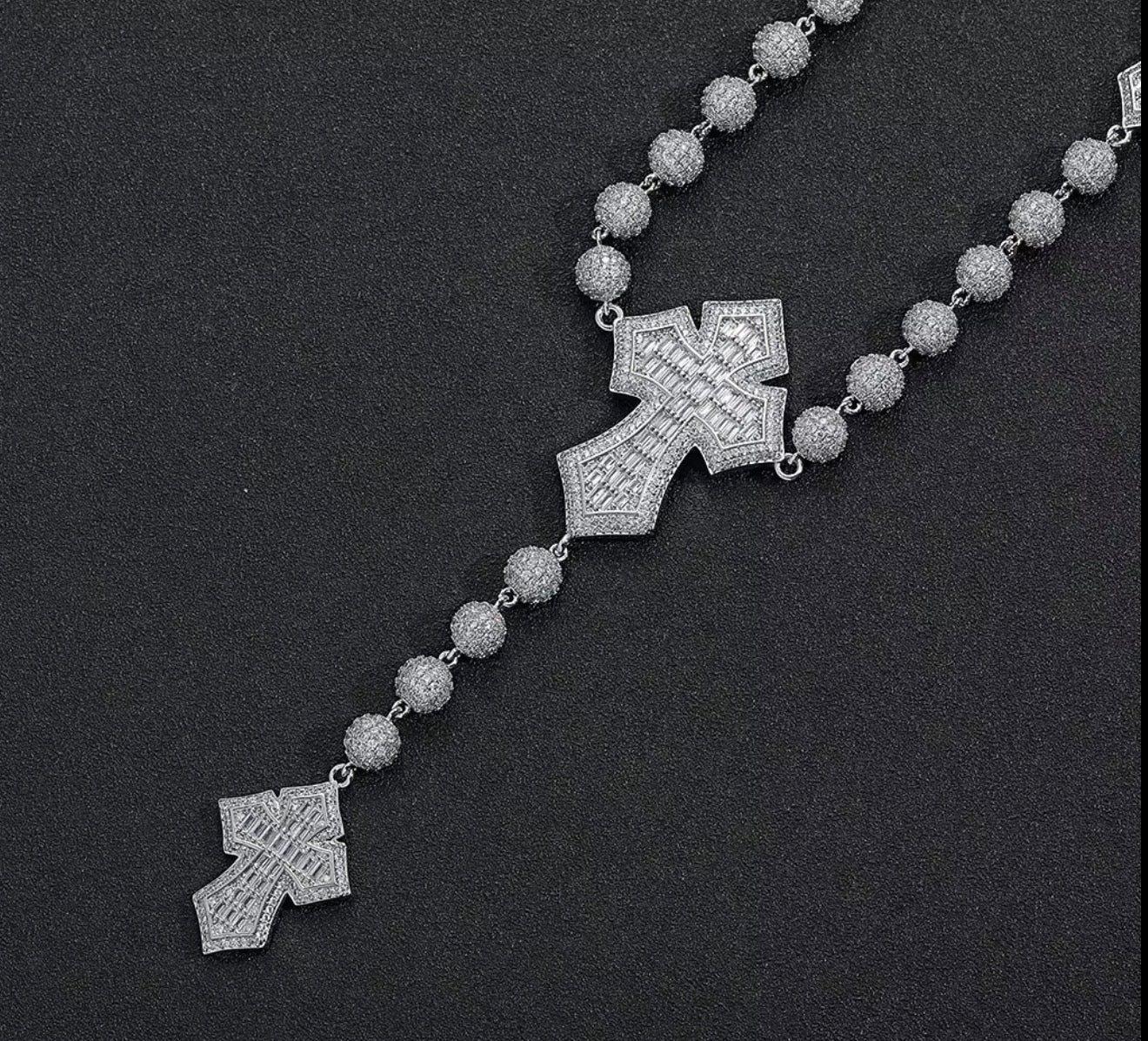 Iced Rosary Cross Necklace - Virtue JewelGoldNecklace