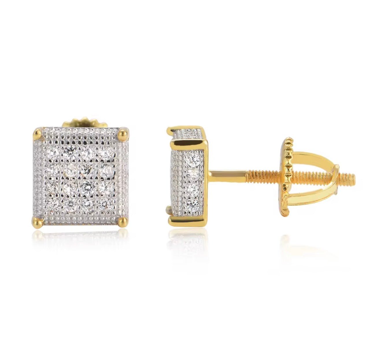 Iced Square Stud Earrings - Virtue JewelGoldEarrings