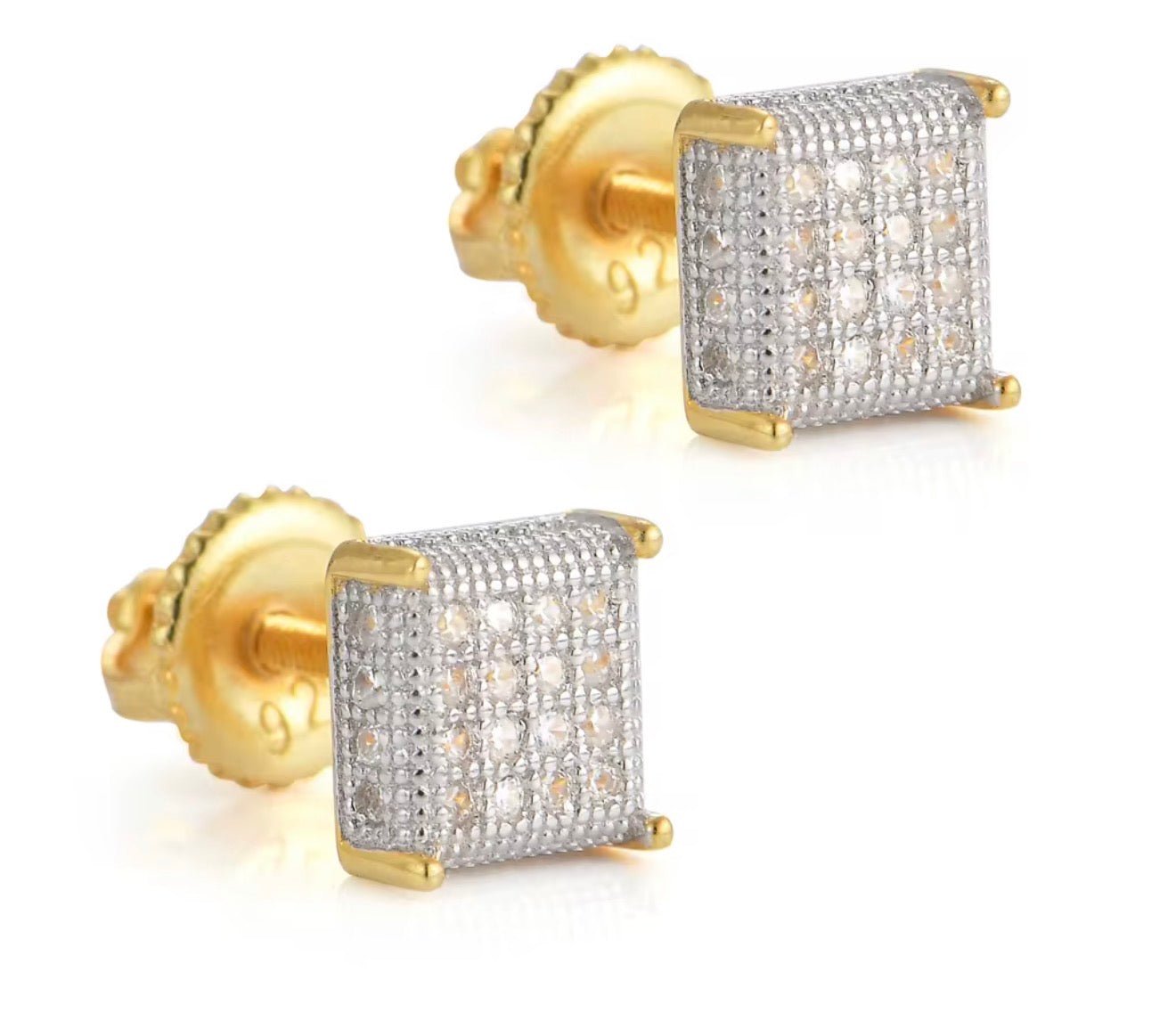 Iced Square Stud Earrings - Virtue JewelGoldEarrings