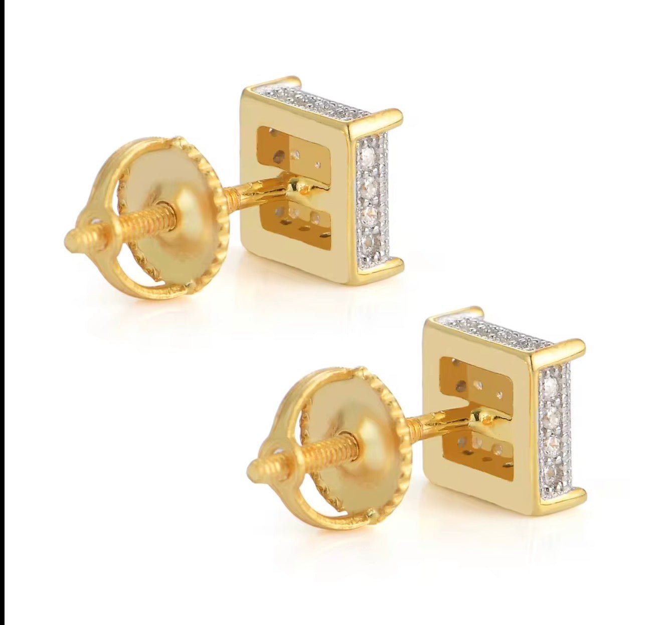 Iced Square Stud Earrings - Virtue JewelGoldEarrings