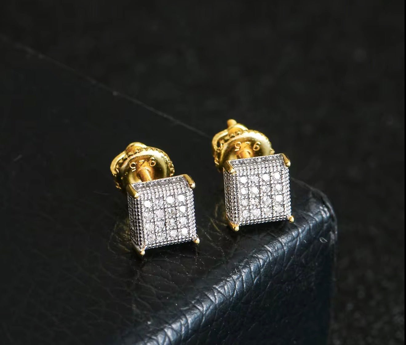 Iced Square Stud Earrings - Virtue JewelGoldEarrings