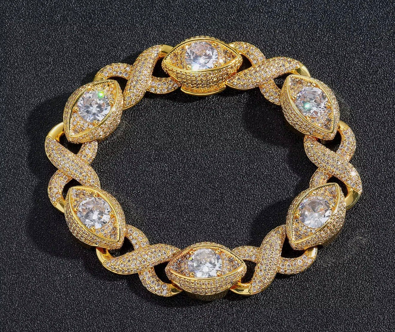 Infinite Eyes Iced Out Cuban Bracelet (15mm) - Virtue JewelGold7 inchesBracelets