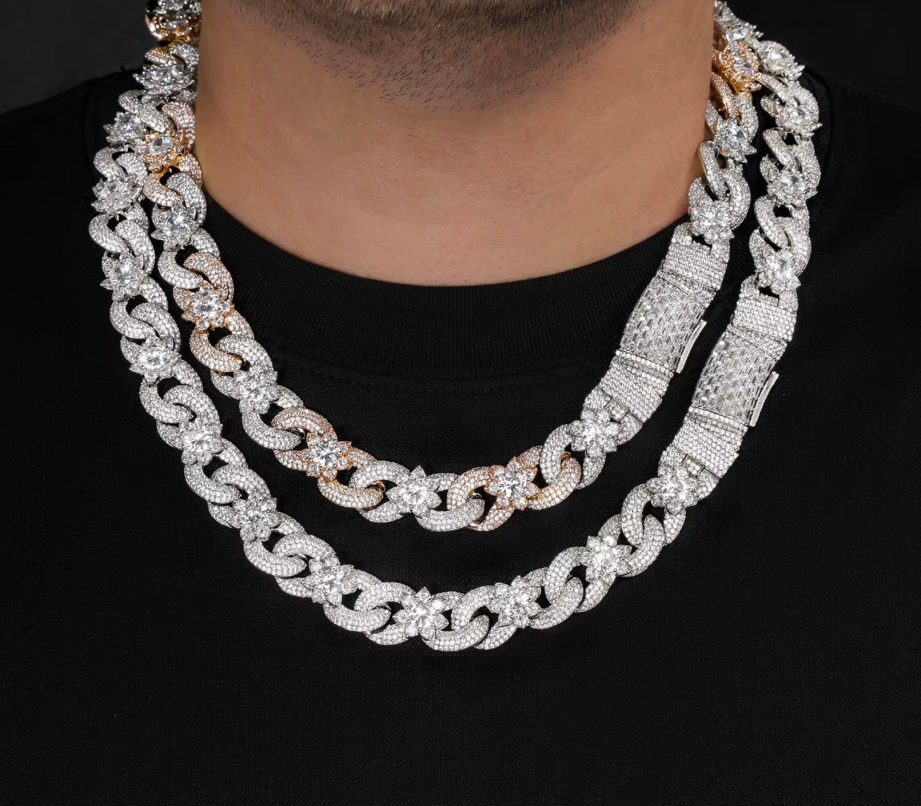 Infinity Floral CZ Cuban Link Chain - Virtue JewelSilver16"Chains