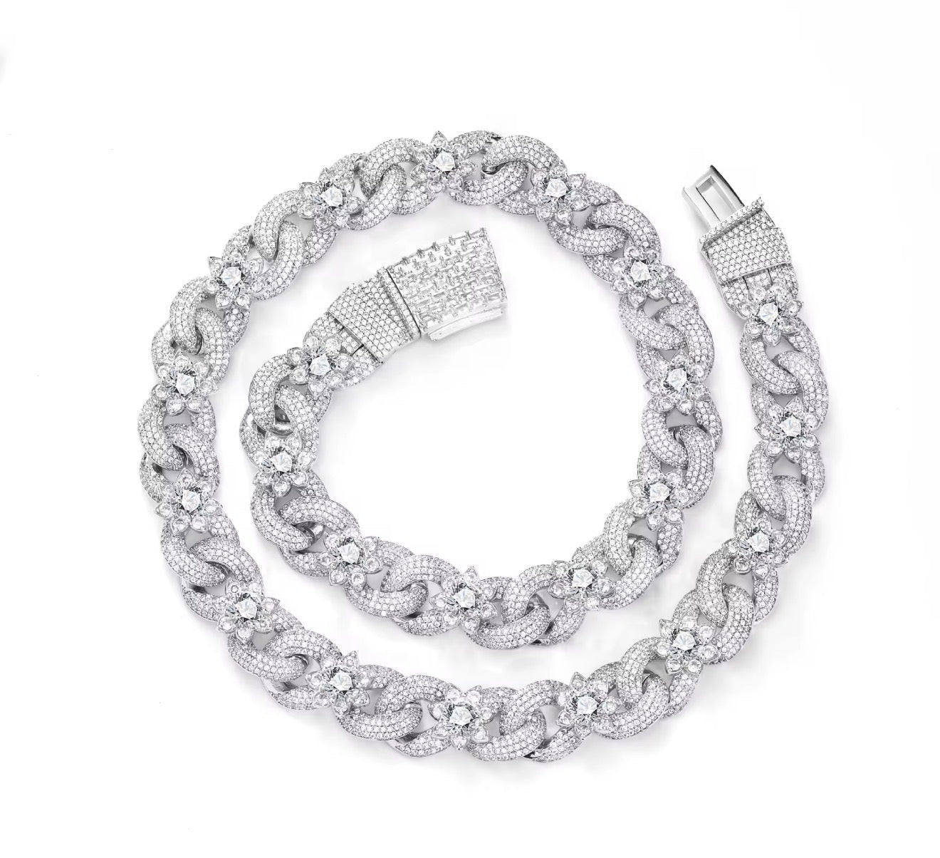 Infinity Floral CZ Cuban Link Chain - Virtue JewelSilver16"Chains