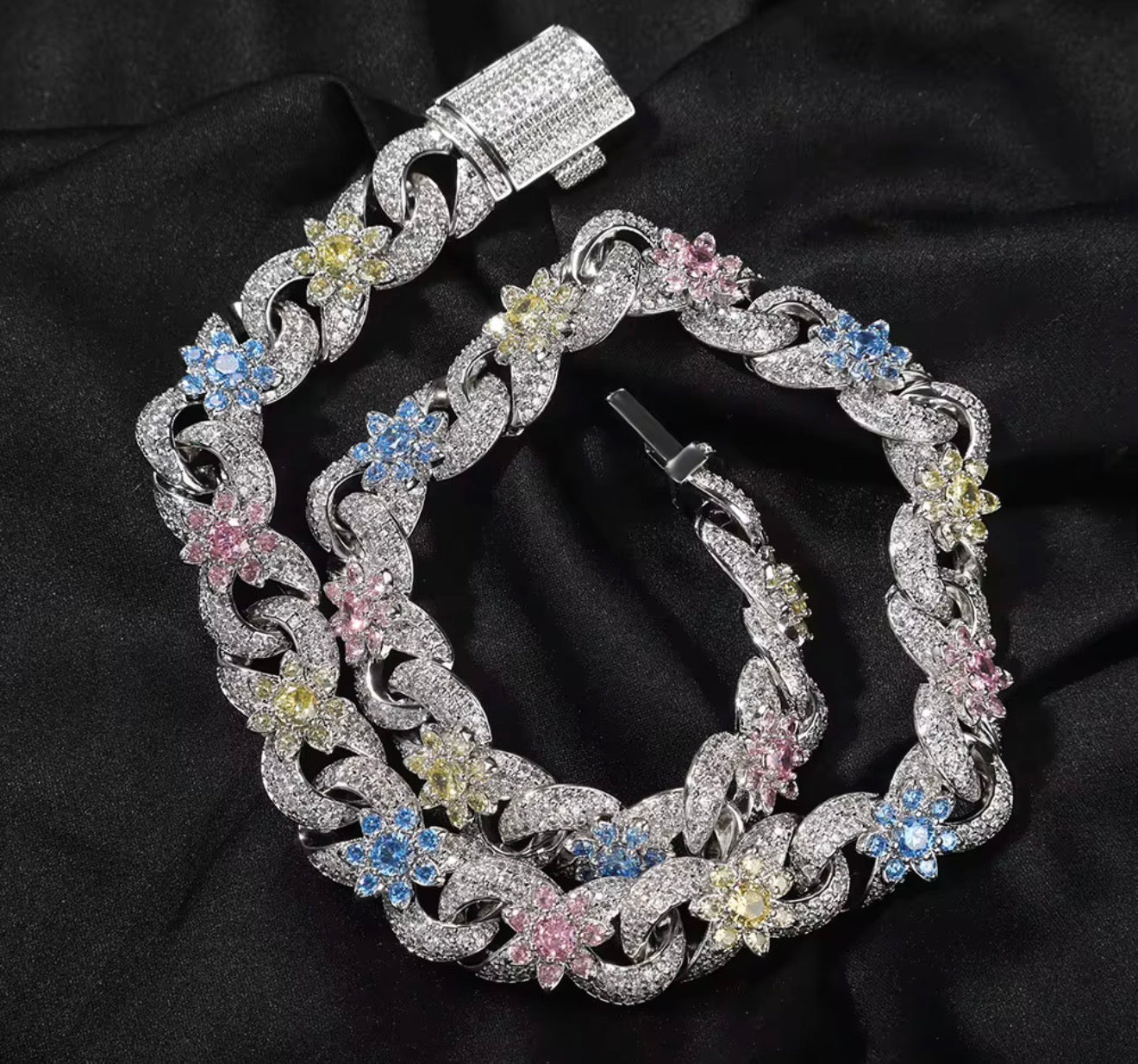 Infinity Floral CZ Cuban Link Chain - Virtue JewelSilver16"Chains
