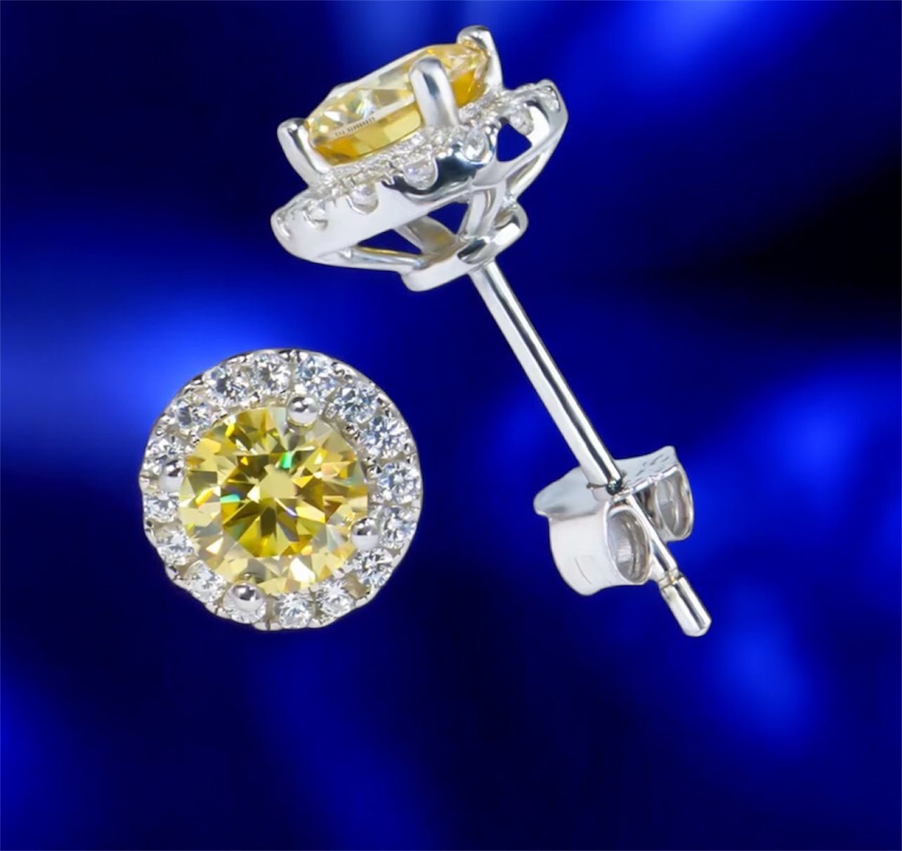 Lemon Yellow Circle Moissanite Diamond Earring - Jewels5*5mm