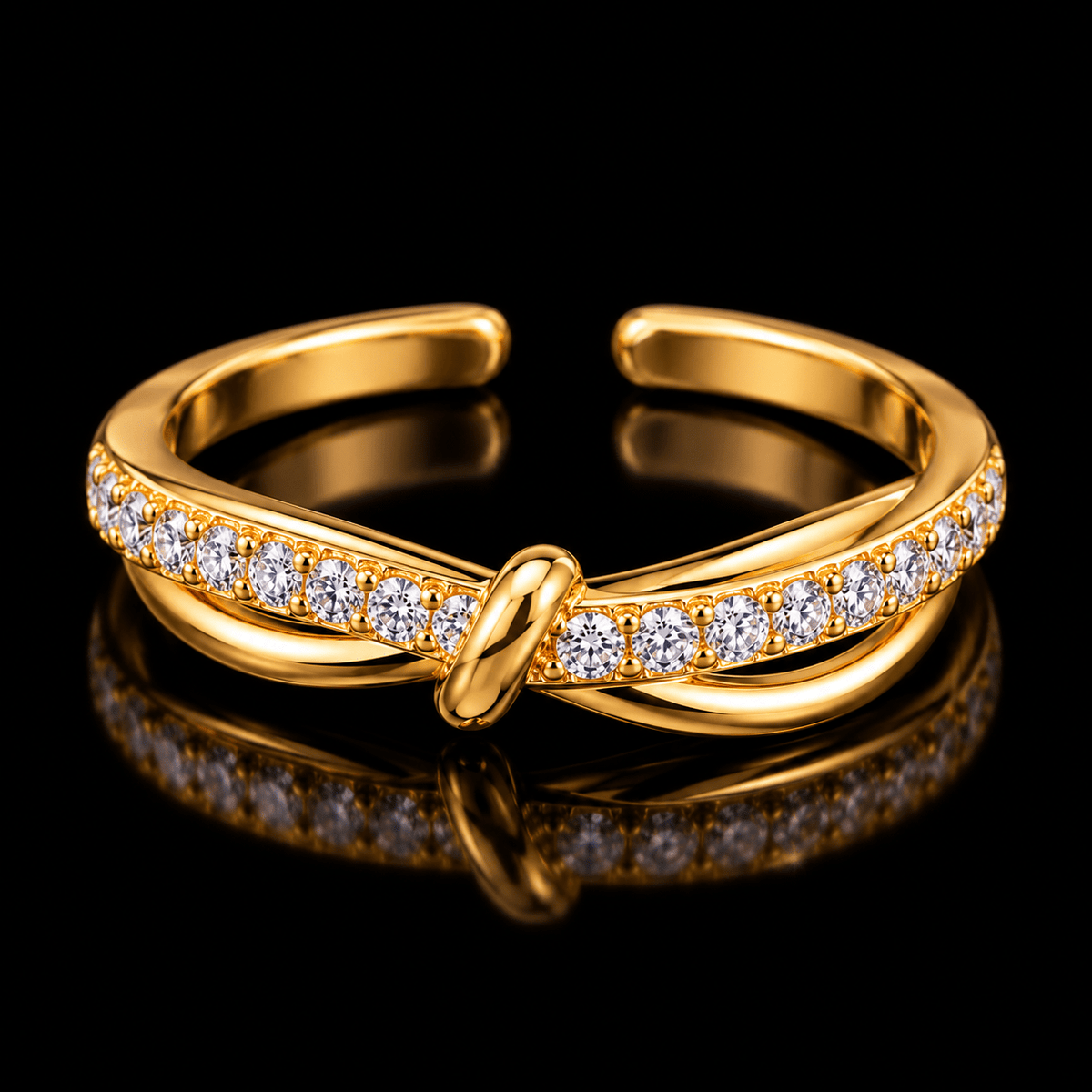 Love Knot Ring 925 Silver Zircon, Gold - Virtue Jewel6