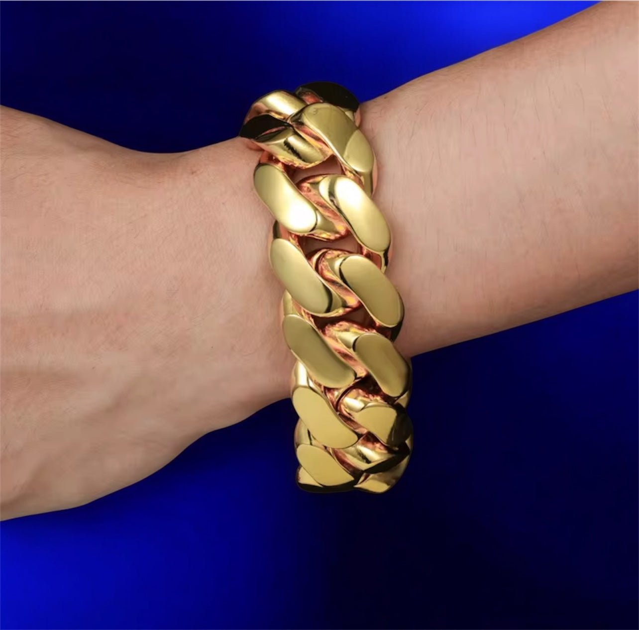 Miami Cuban Link Gold Plated Bracelet - Jewels6inchDiamond22mm
