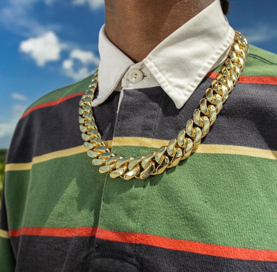 Miami Cuban Link Gold Plated Chain - Virtue Jewel18 inches12mmDiamond