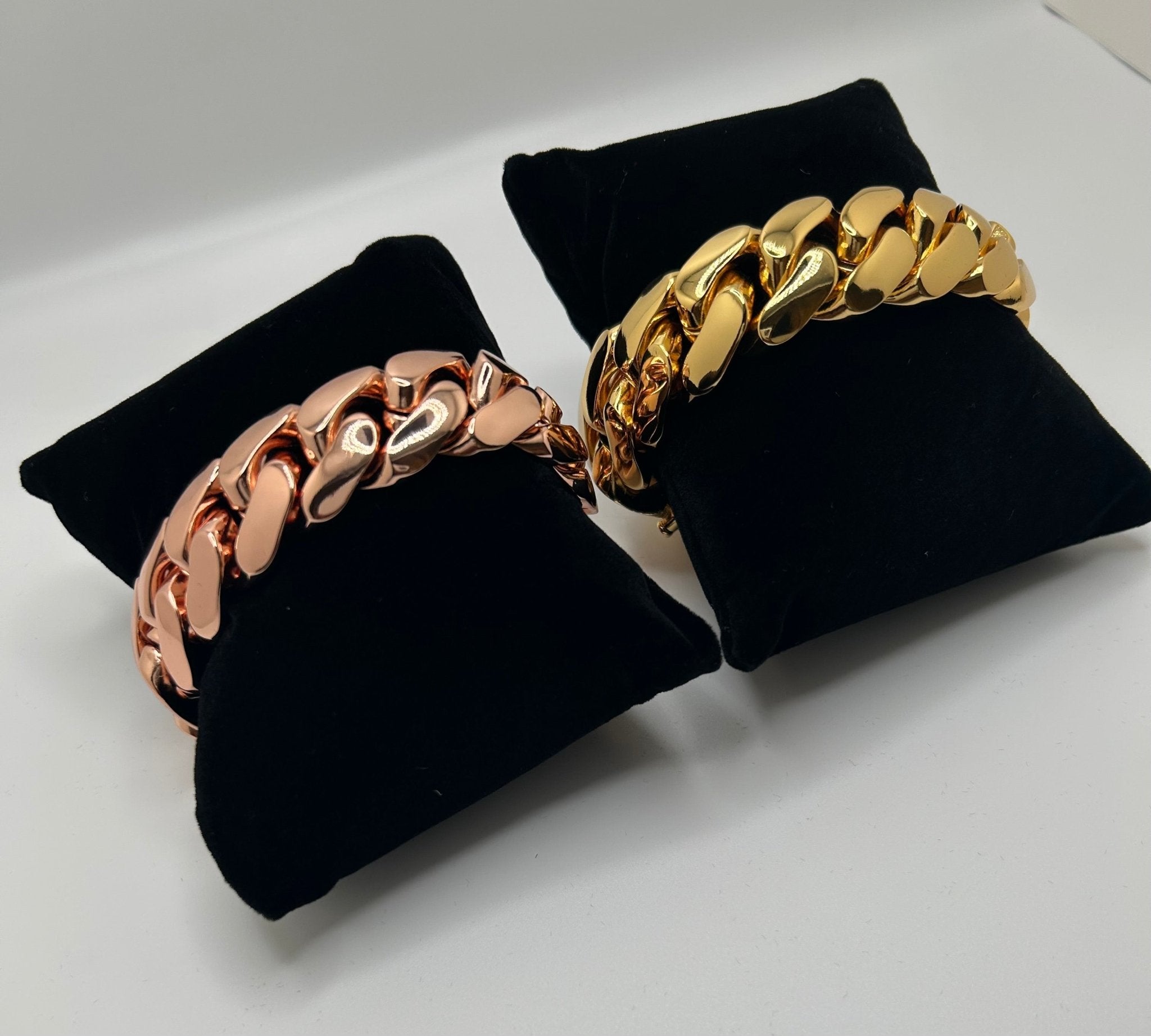 Miami Cuban Link Gold & Rose Gold Plated Bracelet - Virtue Jewel6inchDiamond Gold22mm