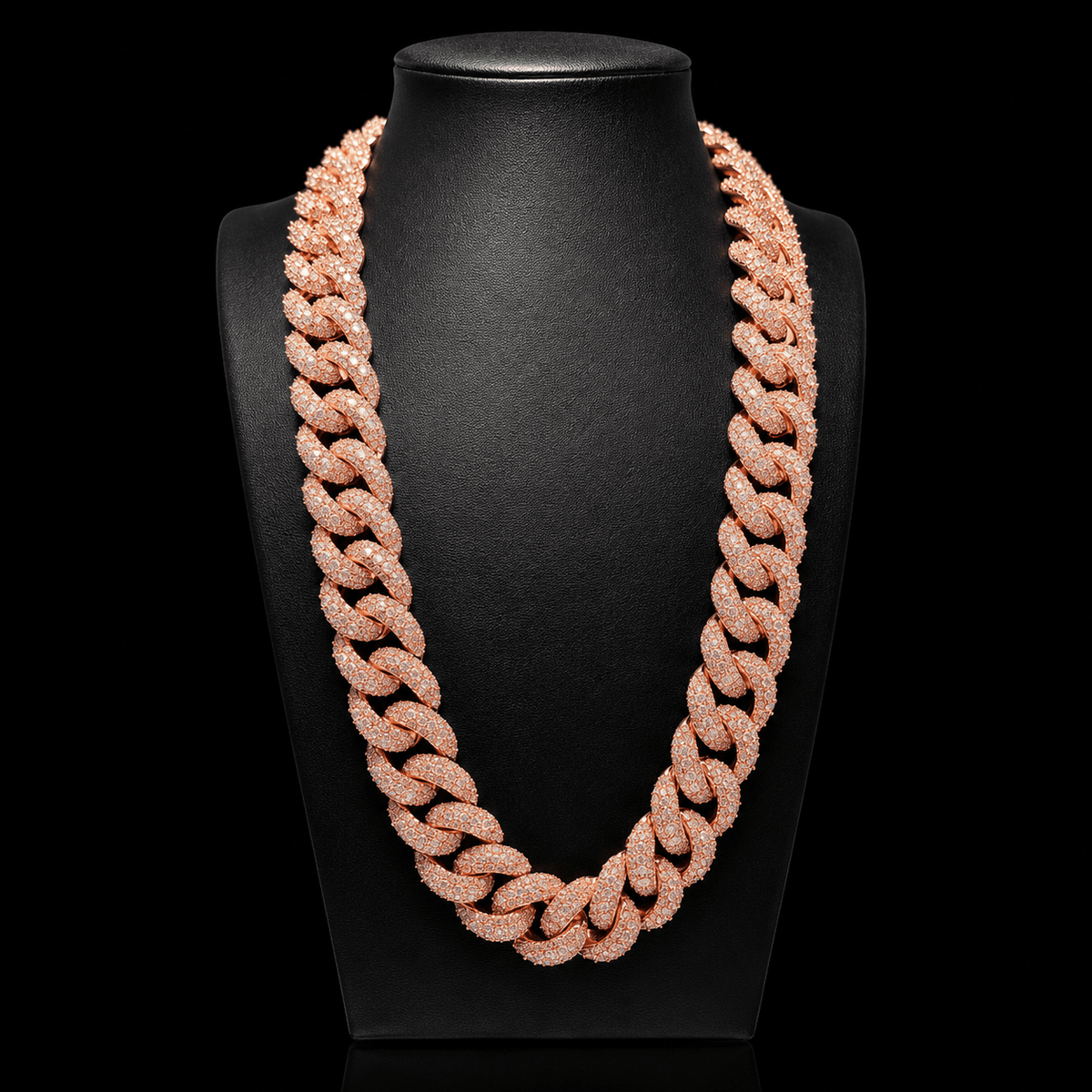Miami Cuban Link Prong Stimulated Diamonds Iced Out Chain | Rose & Gold - Virtue JewelRose gold18inchChain