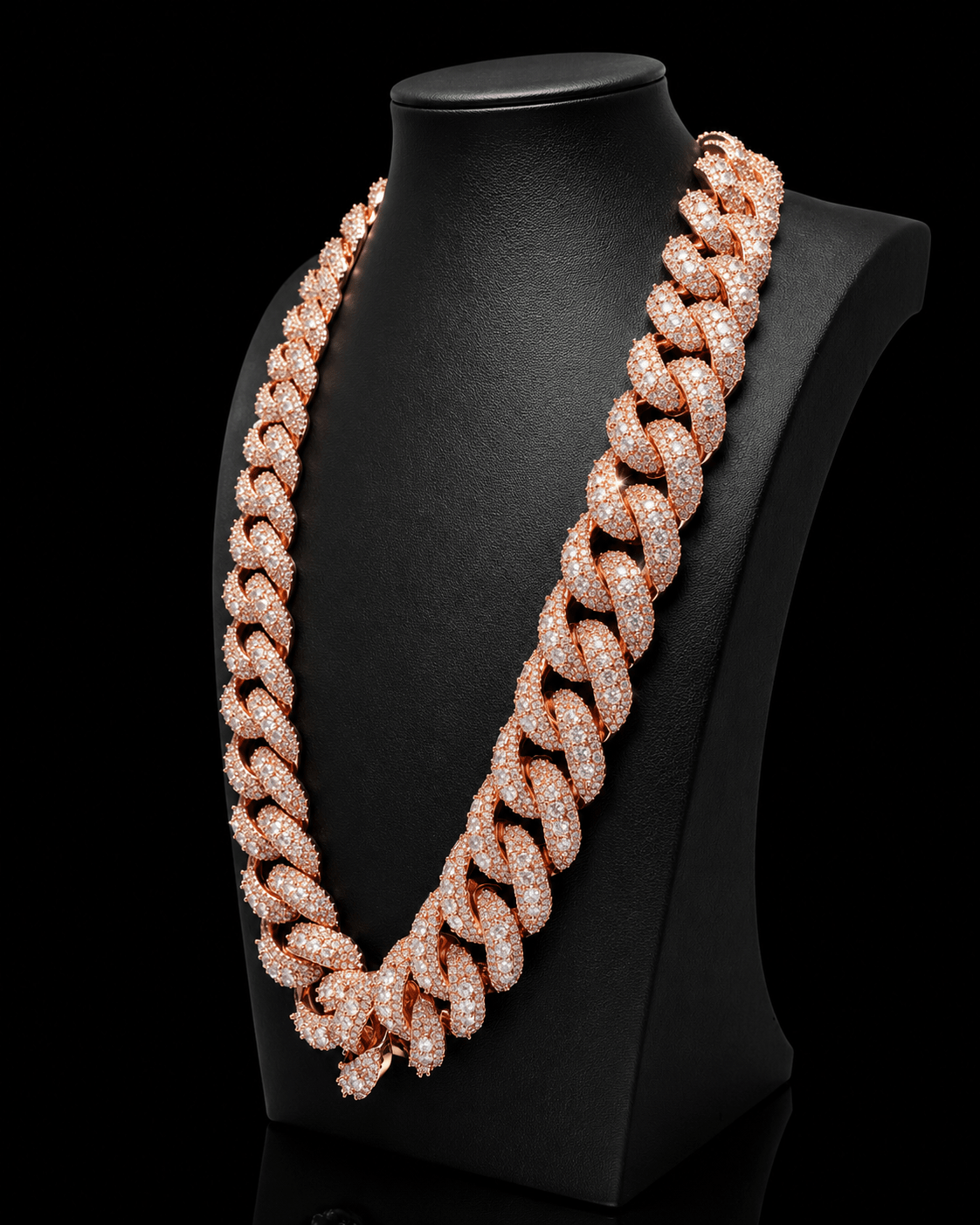 Miami Cuban Link Prong Stimulated Diamonds Iced Out Chain | Rose & Gold - Virtue JewelRose gold18inchChain