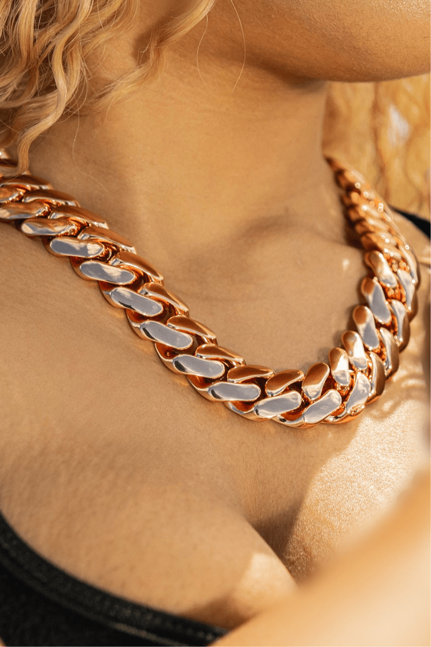 Miami Cuban Link Rose Gold Plated Chain - Jewels18 inches8mmDiamond