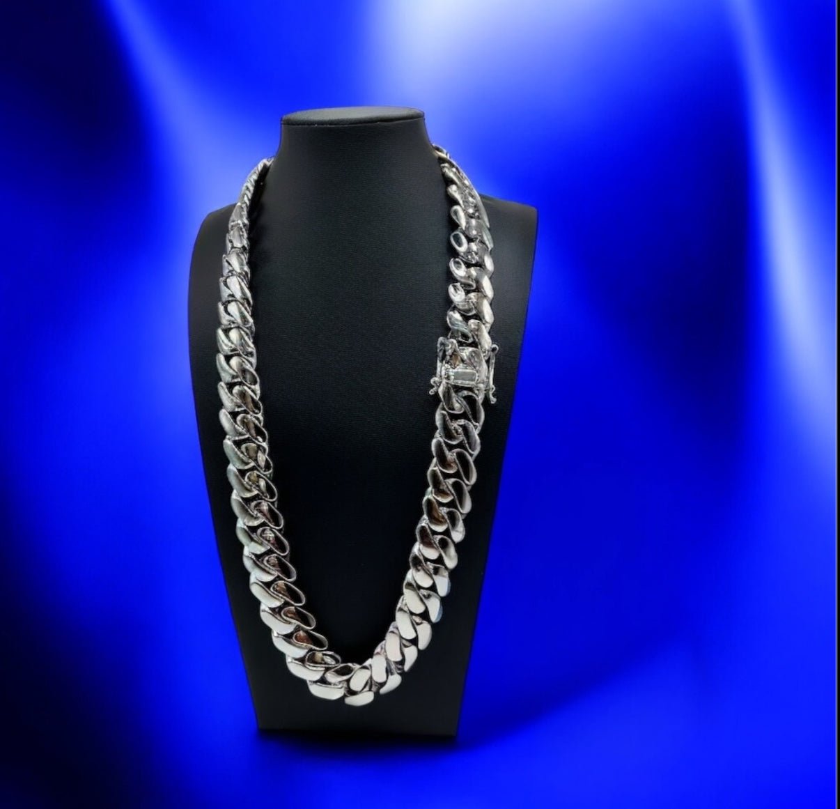 Miami Cuban Link Silver White Gold Plated Chain Necklace - Virtue Jewel20mm24 inch