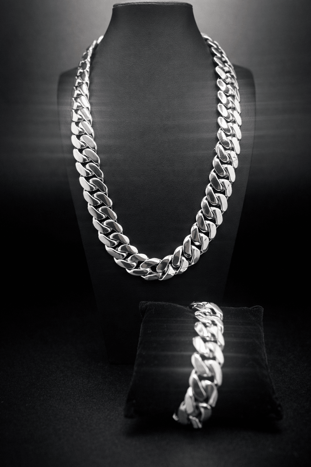 Miami Cuban Link White Gold Plated Chain & Bracelet Set - Virtue Jewel20mm18inch7inch