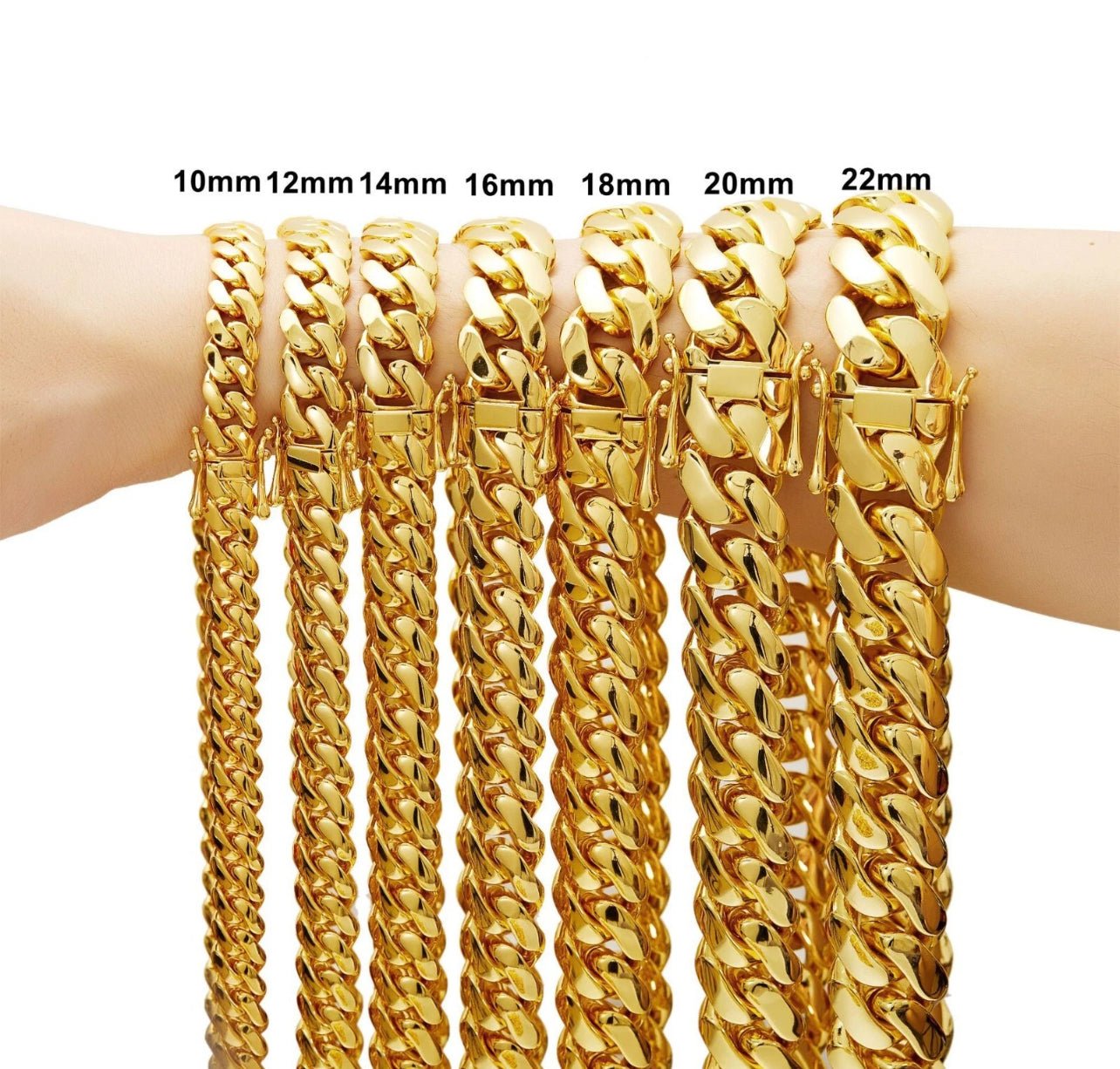 Miami Cuban Gold Plated Chain & Bracelet Set - Jewels7inch Diamond LockDiamond Lock 24inch20 mmJewelry Set