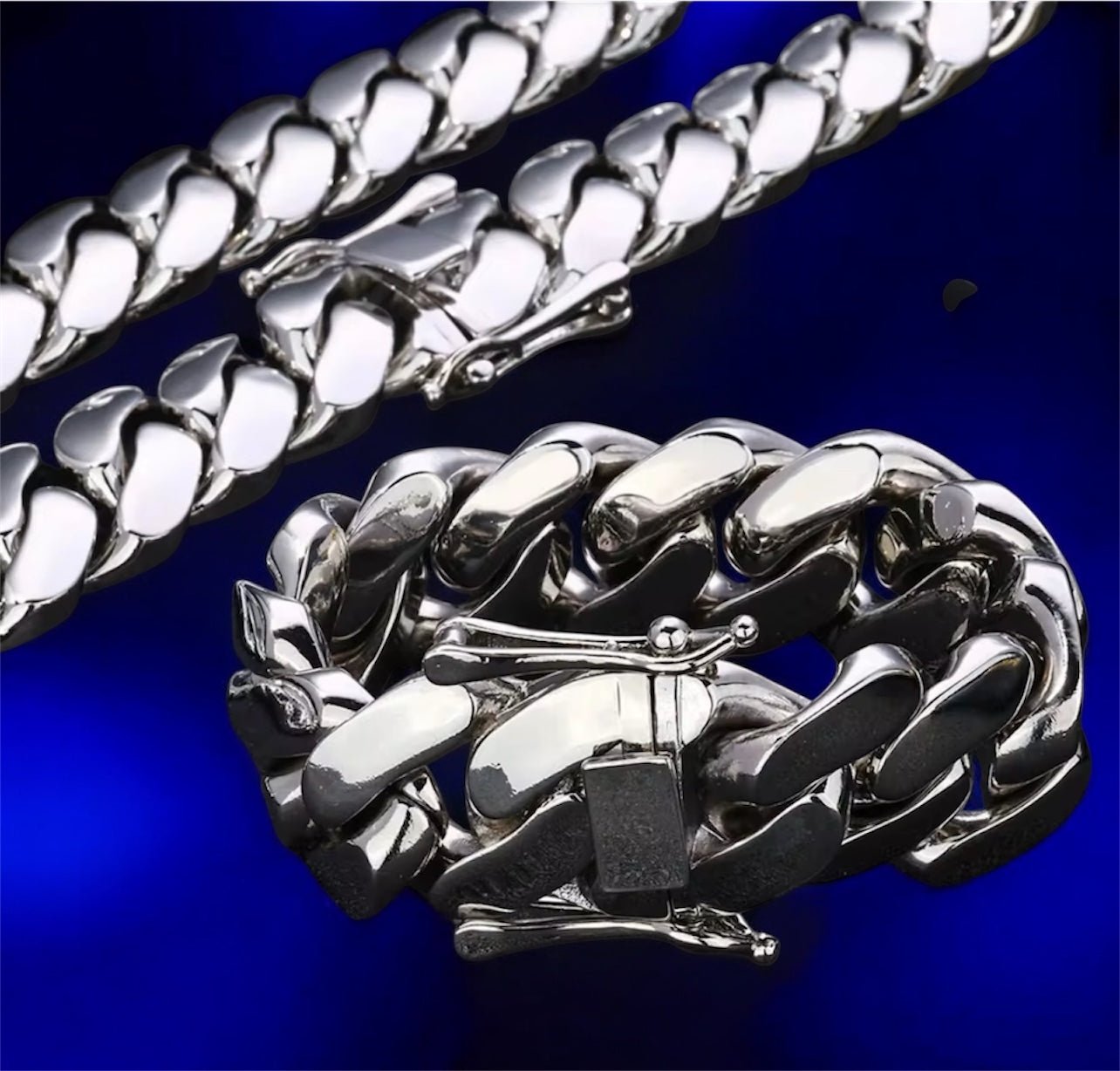Miami White Gold Silver Plated Cuban Link Chain & Bracelet Set - Virtue JewelJewelry Set