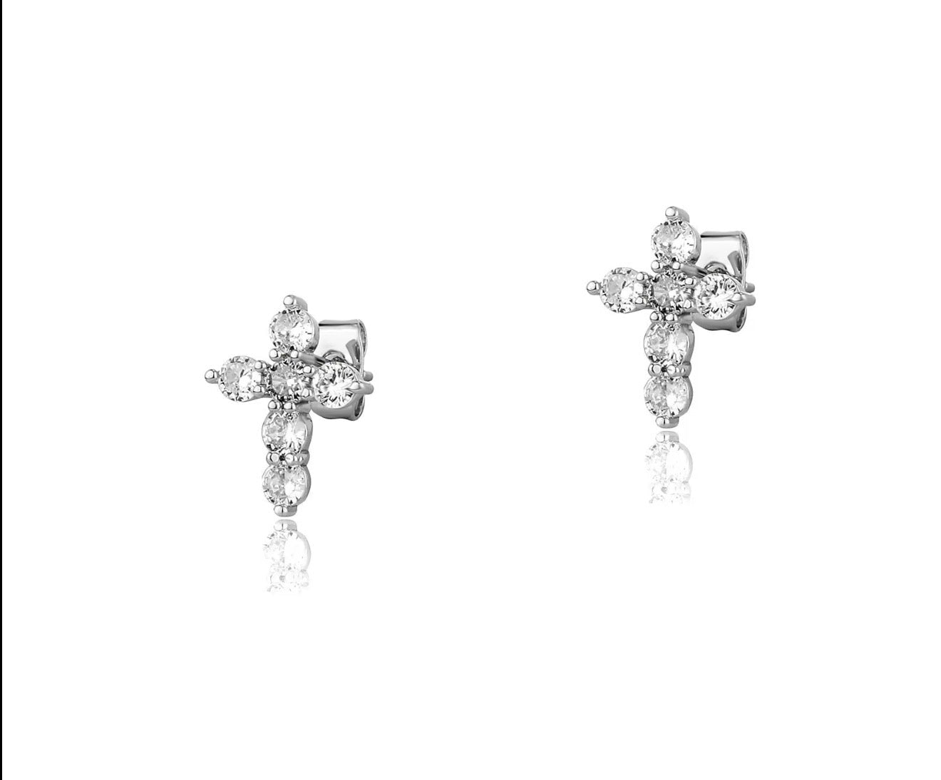 Mini CZ Cross Stud Earrings - Virtue JewelGoldEarrings