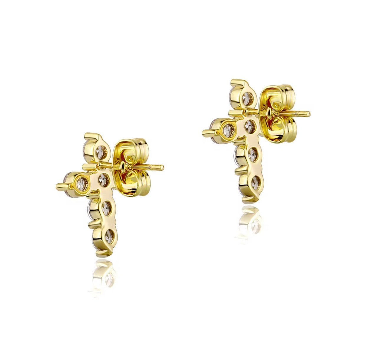 Mini CZ Cross Stud Earrings - Virtue JewelGoldEarrings