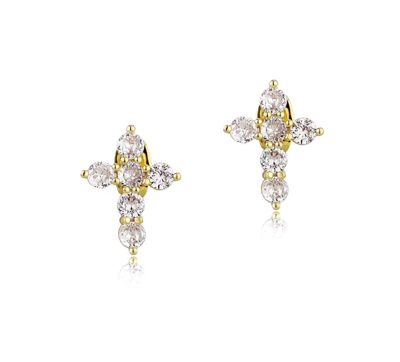 Mini CZ Cross Stud Earrings - Virtue JewelGoldEarrings