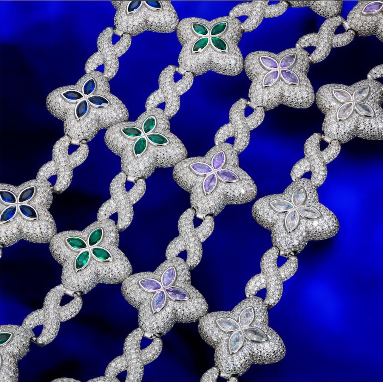 Moissanite 925 Silver Clover Bracelet - Jewels7 inchWhite GoldPlain